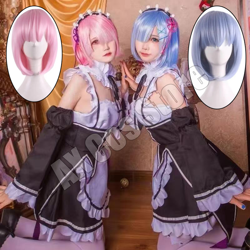 Re Zero Rem Wig - Костюм для косплея Рам и Рем