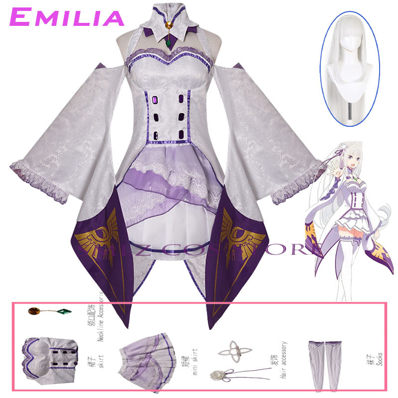 Anime Cosplay Women - Костюм для косплея Эмилии из аниме