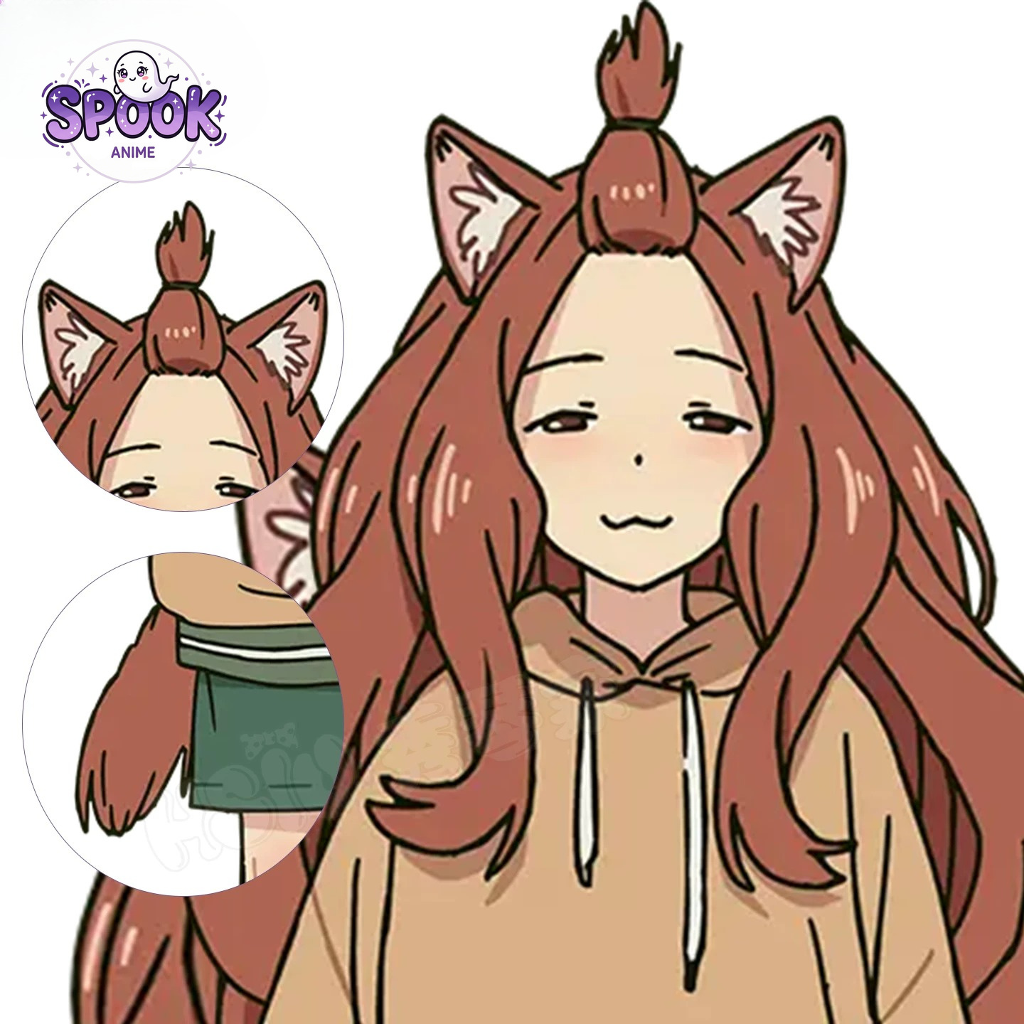 Anime Cosplay Long Hair - Коричневый длинный парик с кошачьими ушками